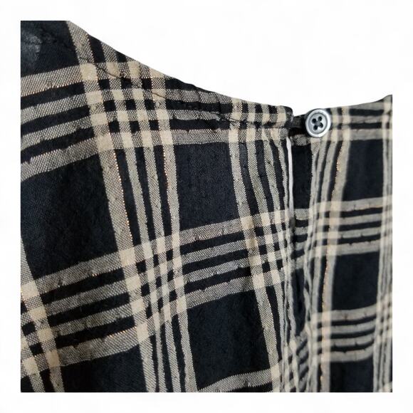 MADEWELL Ruffle-Yoke Top in Metallic Plaid - Size XS - Picture 5 of 10